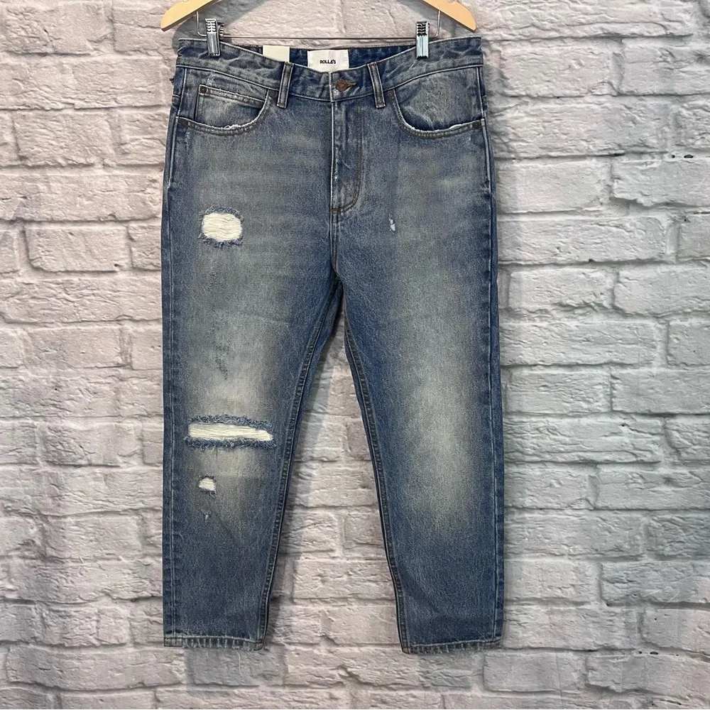 NWT ROLLA’S 34x25” STUBS Slim Short Leg - Stoned Rip Jeans (SAMPLE) - Picture 2 of 12